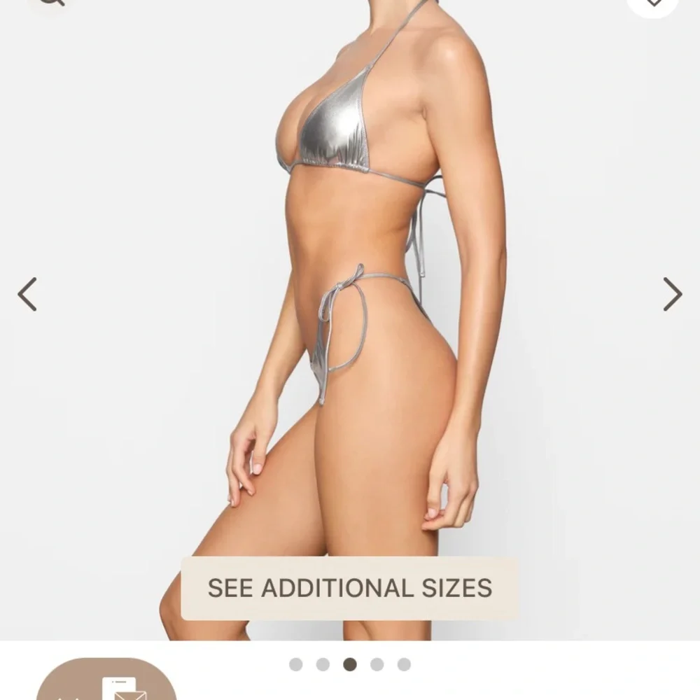 SKIMS METALLIC SWIM SKIMPY TIE BOTTOM NWT